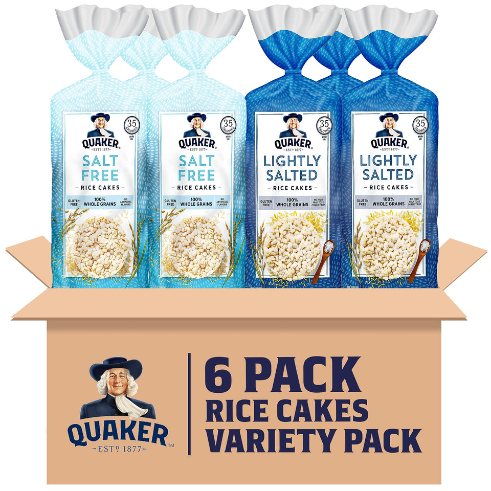 Quaker Large Rice Cakes gluten-free plain front view, ideal for topping.