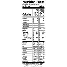 Quaker Life Multigrain Cinnamon cereal-crisp closeup emphasizes crunchy texture.