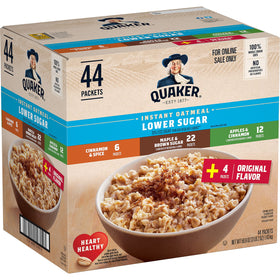 Quaker Lower Sugar Instant Oatmeal Original packet for quick, fiber-rich mornings