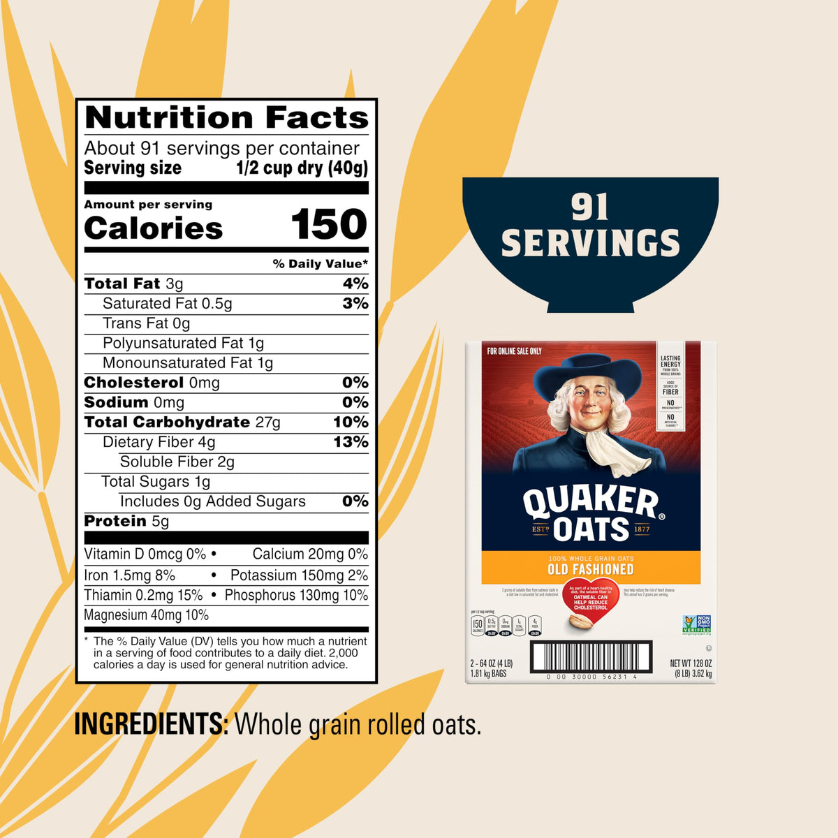 Quaker Old Fashioned Oats warm bowl with cinnamon