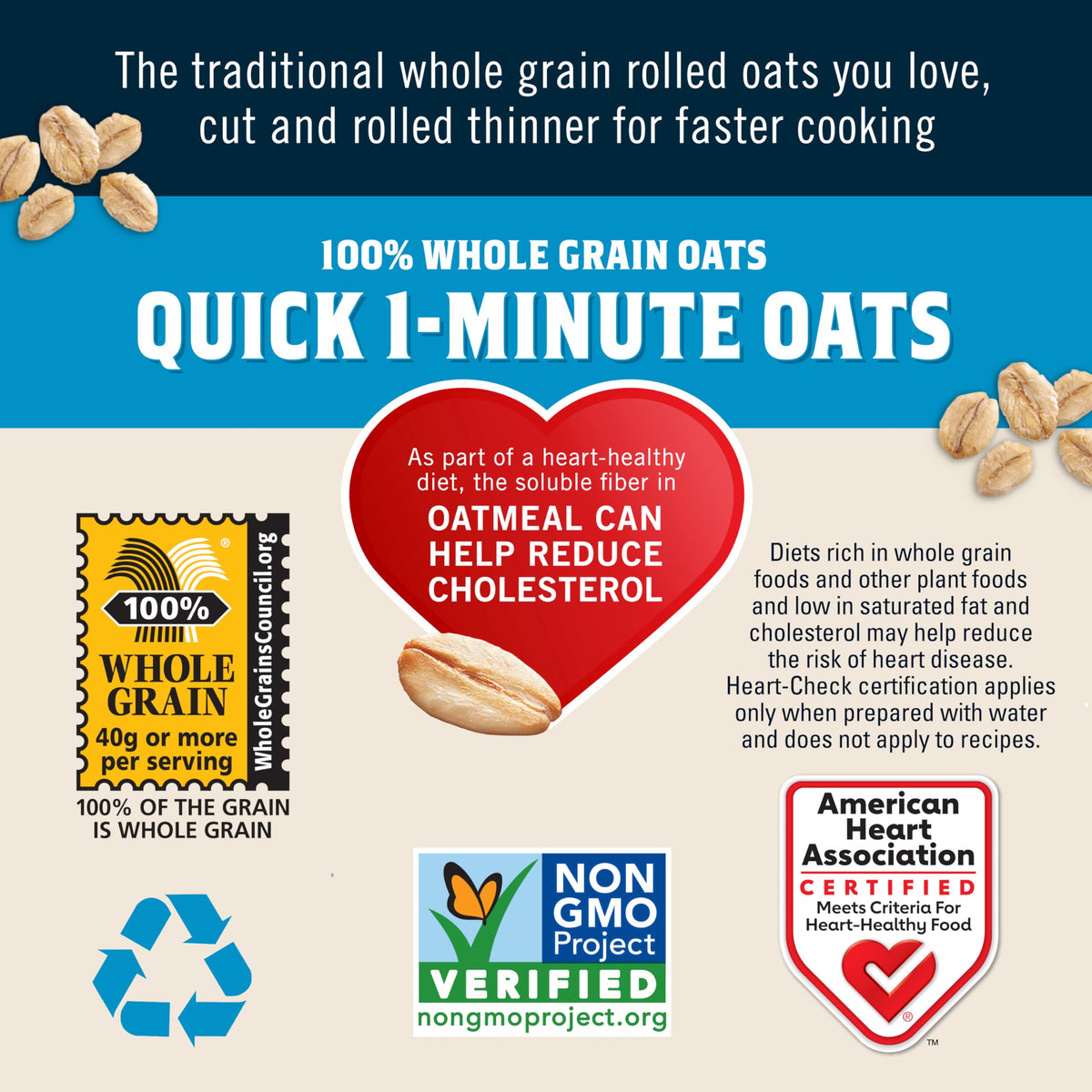 Quaker Organic Quick Cook Oatmeal ready in 60 seconds for busy mornings.