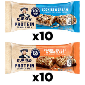 Quaker Protein Granola Bars close-up highlighting chewy texture and bite-size convenience.