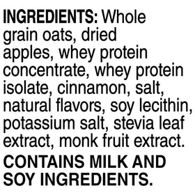 Quaker Protein Instant Oatmeal Apple Cinnamon packaging on shelf.