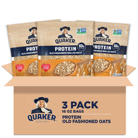 Quaker Protein Old Fashioned Oats pack of 3 for quick, protein-rich breakfasts