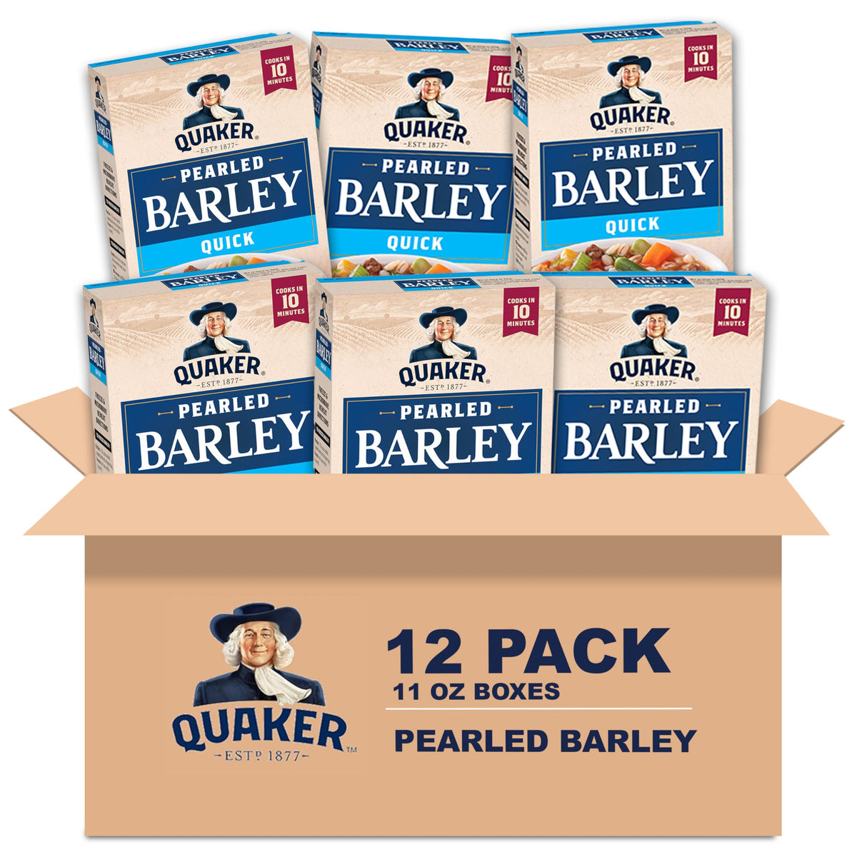 Quaker Quick Barley pack-shot showing all-natural barley for soups and meals