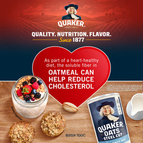 Quaker Quick Oats simmering on stove, ready in about 60 seconds.
