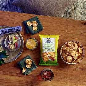 Quaker Rice Crisps Apple Cinnamon bag for fruity snacking.