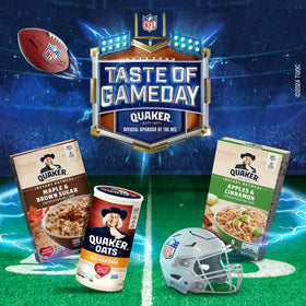 Quaker Steel Cut Quick Oatmeal Blueberries & Cranberries packets with fruity flavor.