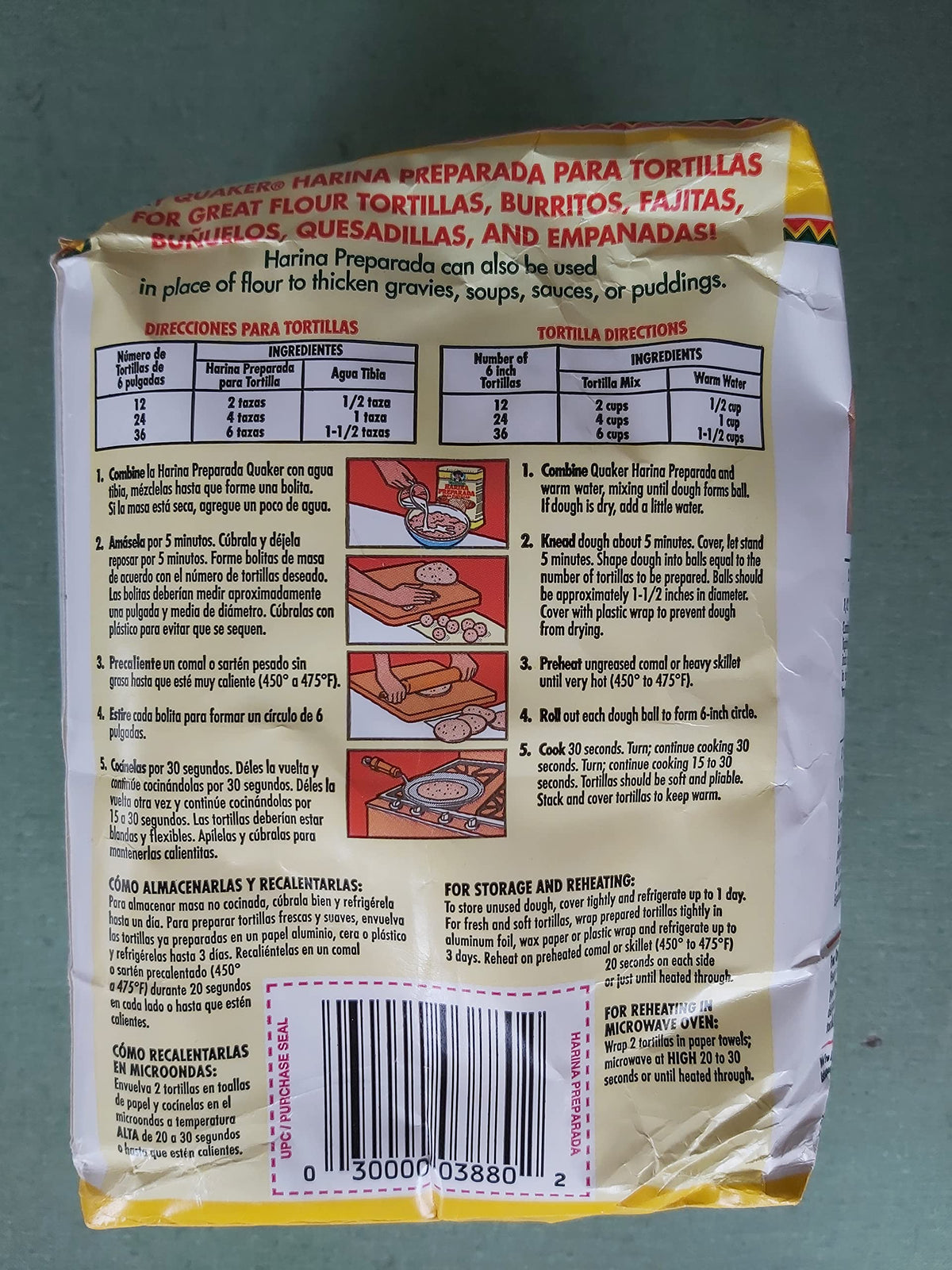 Quaker tortilla flour packaging display for two-pack value and steady supply