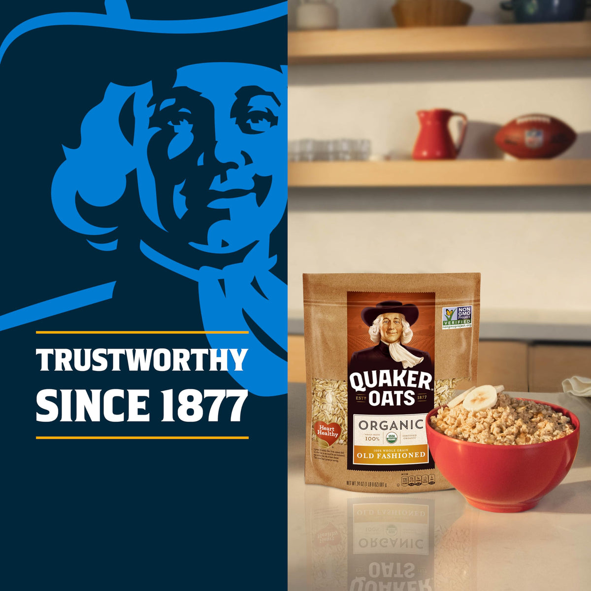 Quaker whole grains oats offer a fiber rich start to the day