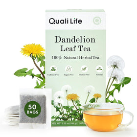 QualiLife Dandelion Leaf Tea box displaying premium packaging for a natural daily ritual.