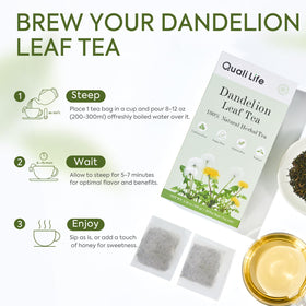 QualiLife Dandelion Leaf Tea eco-friendly bags for easy brewing.