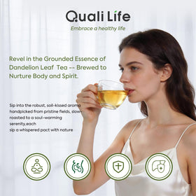 QualiLife Dandelion Leaf Tea hot cup ready for a comforting sip.