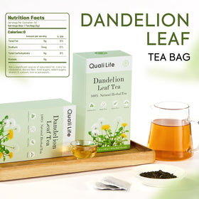 QualiLife Dandelion Leaf Tea iced cup showcasing a refreshing taste.