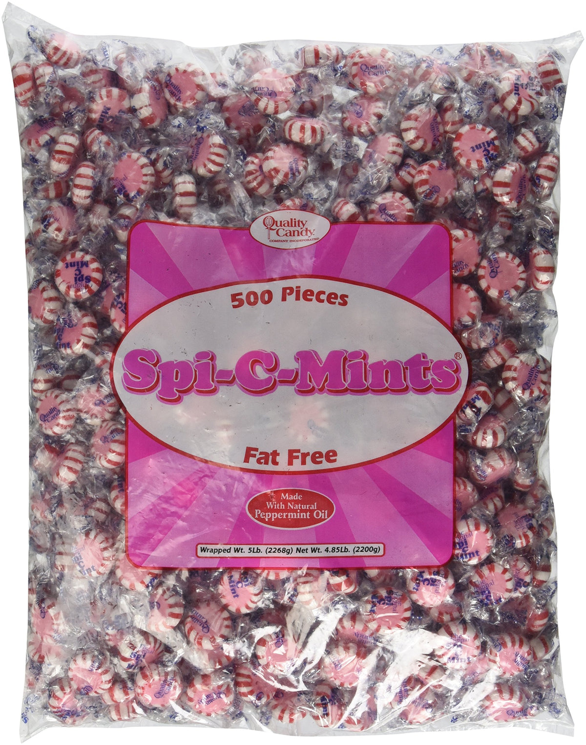 Quality Candy Spi-C-Mints 5 lb bag of cinnamon candies for sharing and celebrations.