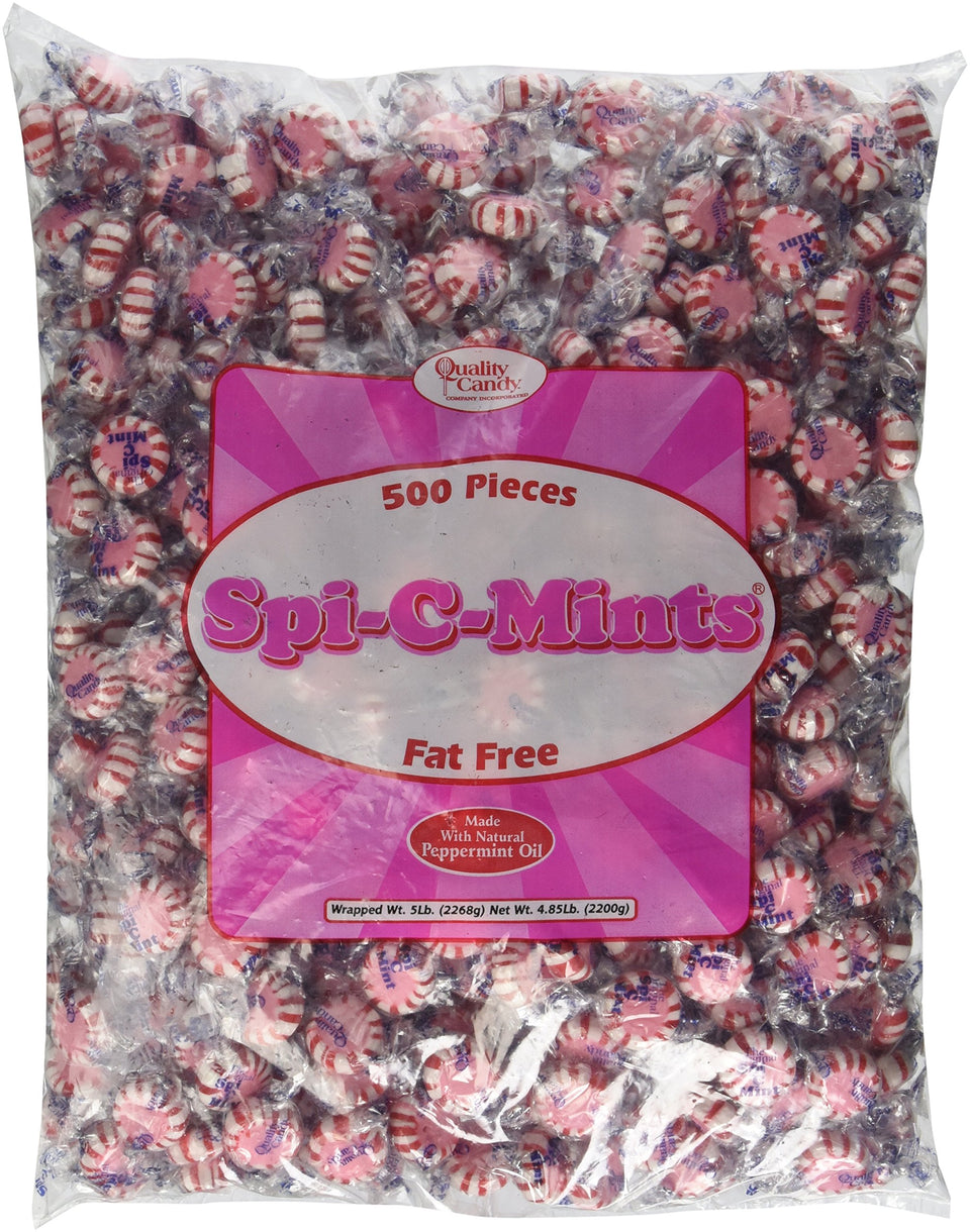 Quality Candy Spi-C-Mints 5 lb bag of cinnamon candies for sharing and celebrations.