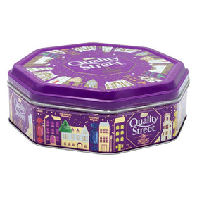 Quality Street 750g tin, gift-ready packaging suitable for festive occasions.