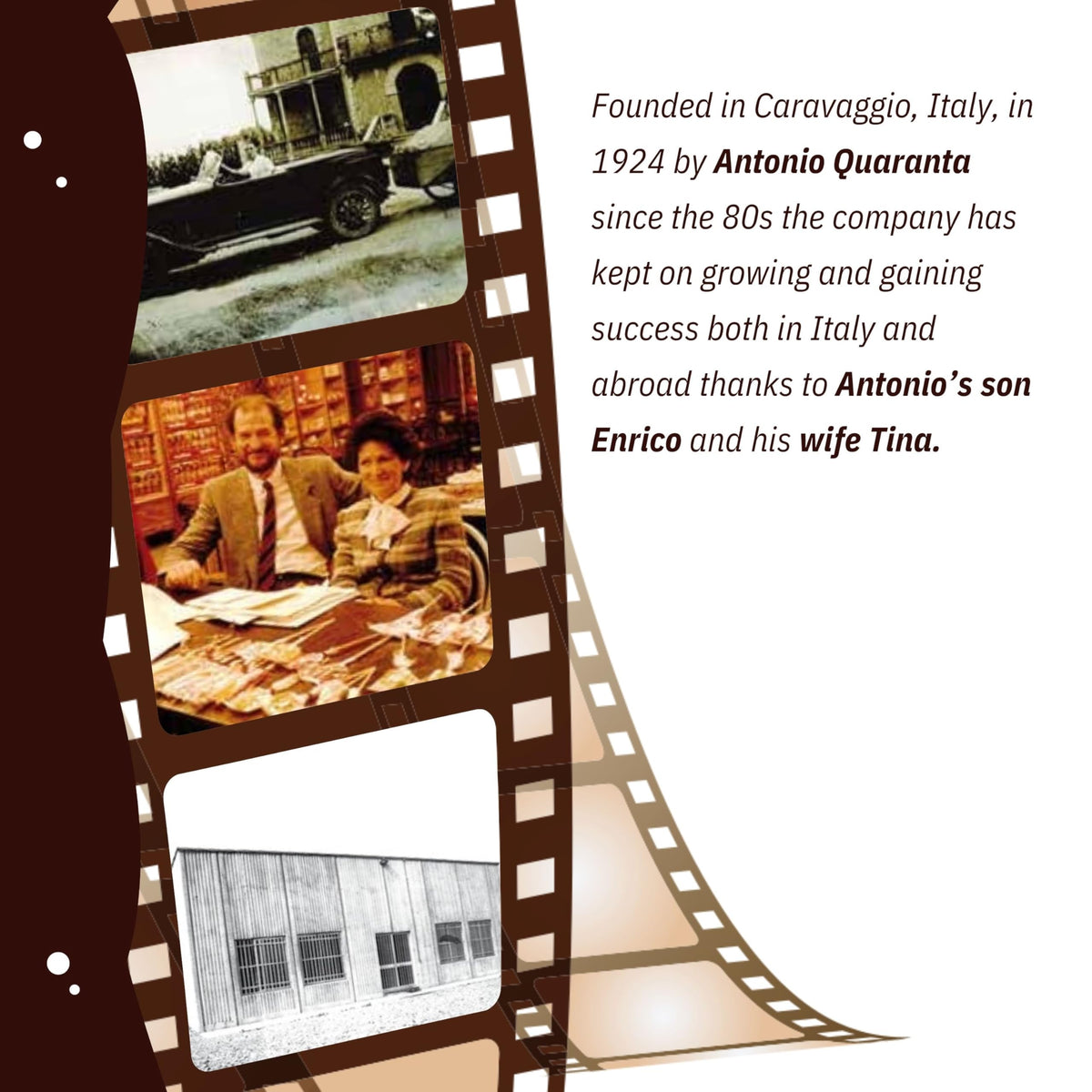Quaranta made in Caravaggio label highlighting artisanal craft.