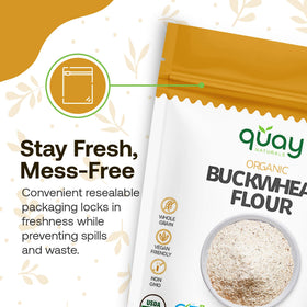 Quay Naturals buckwheat flour makes breads and crepes with deep flavor.