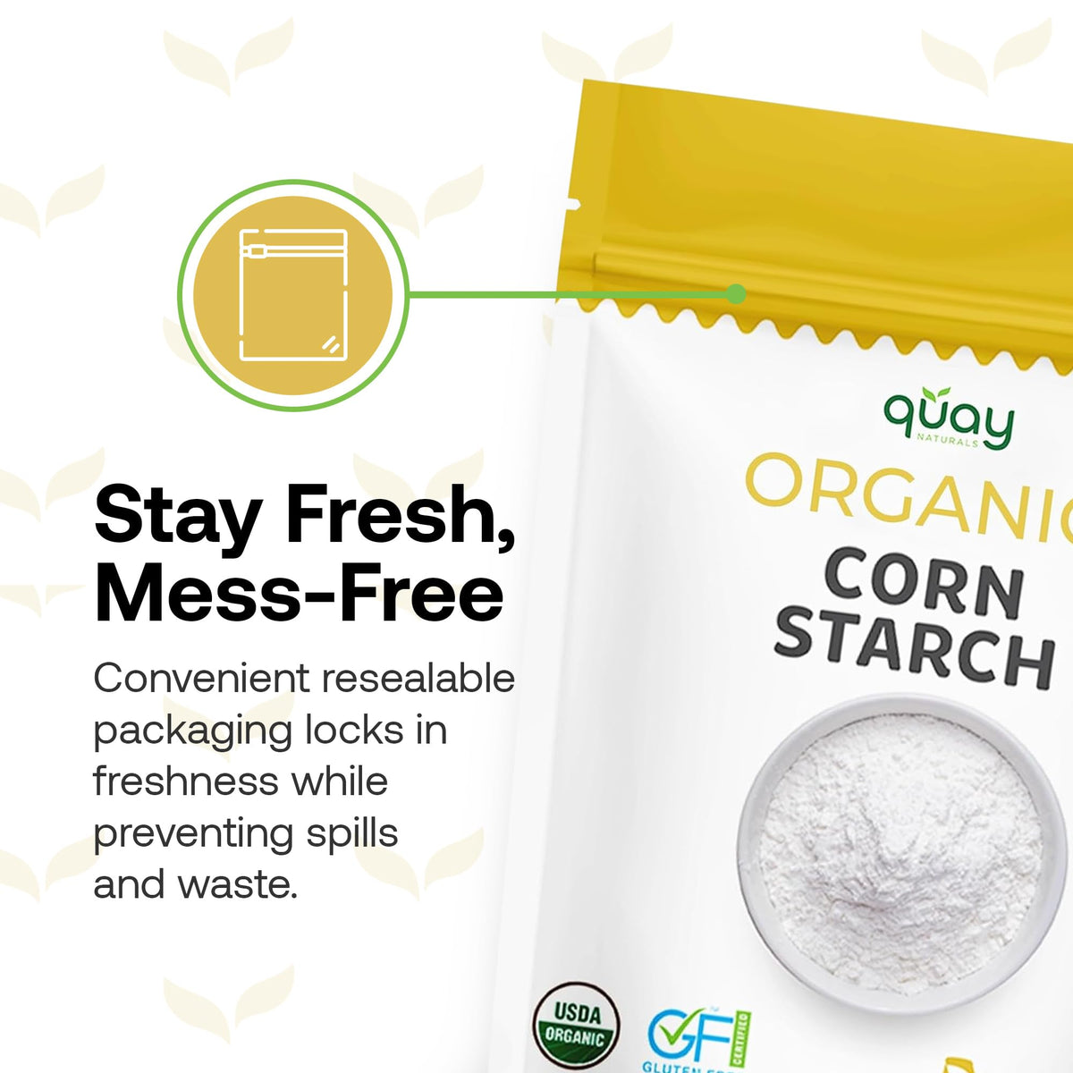 Quay Naturals corn starch coats proteins for gluten-free, crispy coatings.