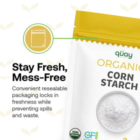Quay Naturals corn starch coats proteins for gluten-free, crispy coatings.