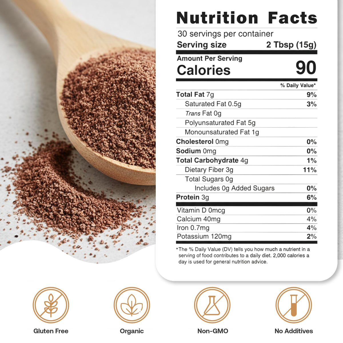 Quay Naturals flaxseed powder in a smoothie demonstrates quick fiber boost and omega-friendly nutrition