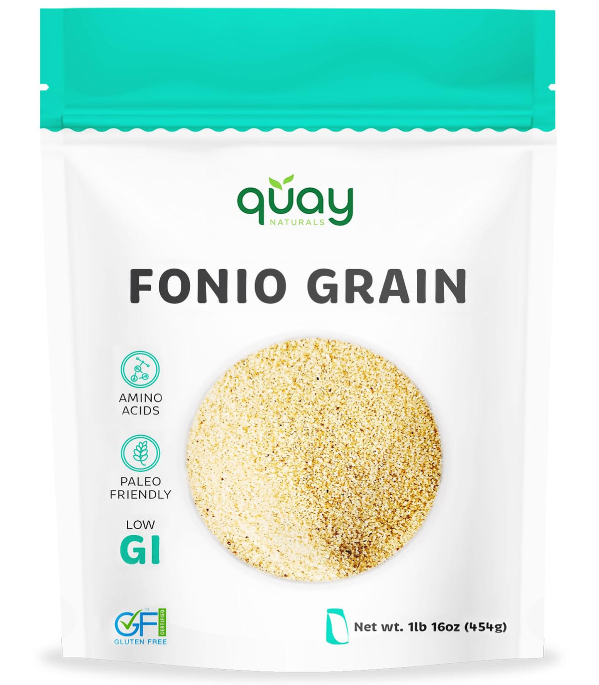 Quay Naturals Fonio Super-Grain packaging for easy pantry storage.
