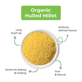 Quay Naturals hulled millet dry grain close-up before cooking