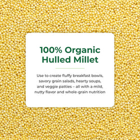 Quay Naturals hulled millet mixed with vegetables in a bowl