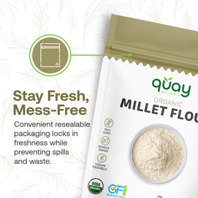Quay Naturals millet flour nutrition highlights protein and fiber