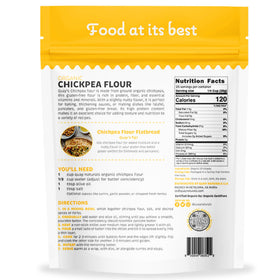 Quay Naturals chickpea flour measuring cup ready for precise portions in recipes.