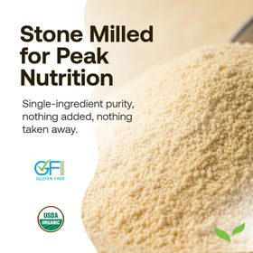 Quay Naturals organic chickpea flour package on shelf, ready to bake.