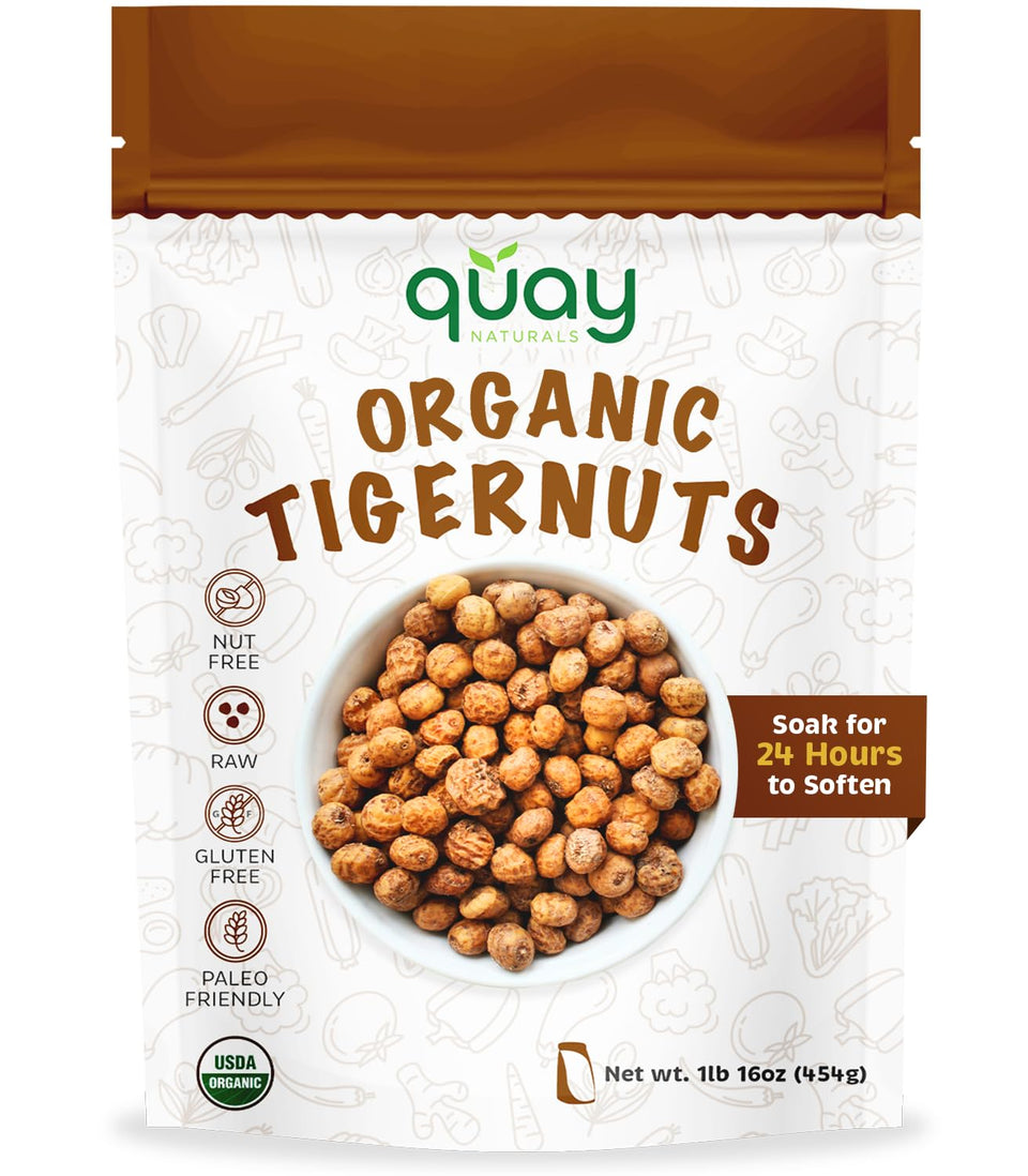 Quay Naturals Organic Tigernuts 16oz bag for wholesome snacking and fiber