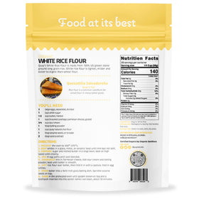 Close-up of Quay Naturals fine grind rice flour texture for delicate batters
