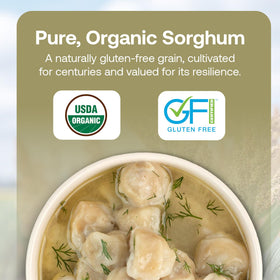 Quay Naturals sorghum flour close-up highlighting nutrition and texture.