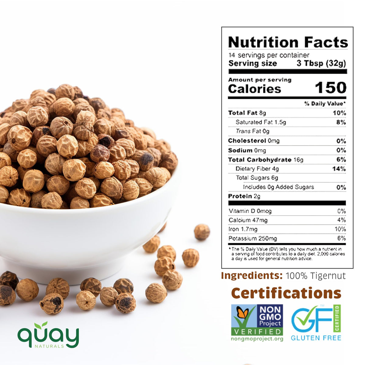 Quay Naturals Tigernuts raw snack on plate offering quick crunch