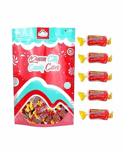 QUEEN CITY CANDY CAVE All pink watermelon hard candy with vibrant, lasting flavor.