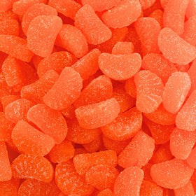 Queen City Candy Cave bright orange slices in a resealable bag for fresh snack convenience.