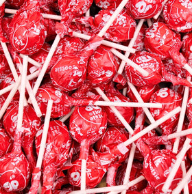 QUEEN CITY CANDY CAVE cherry-tootsy suckers all-red 1lb bulk for parties