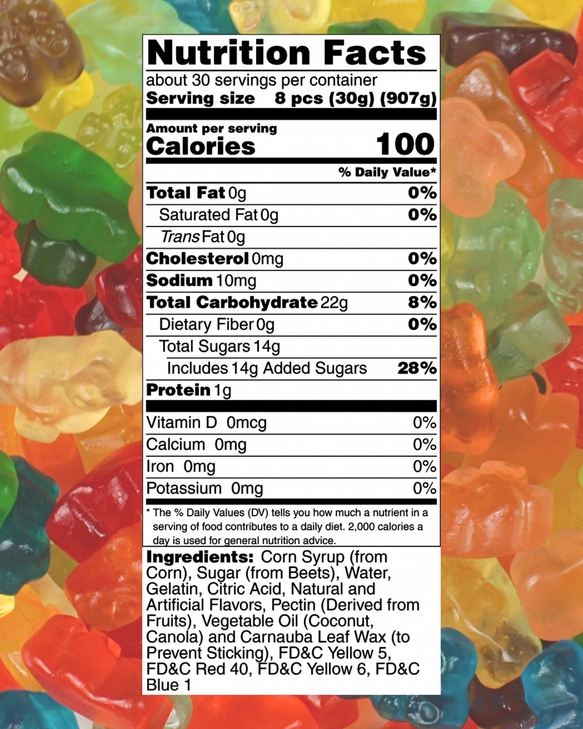Queen City Candy Cave gourmet gummy bears close-up showing vibrant flavors