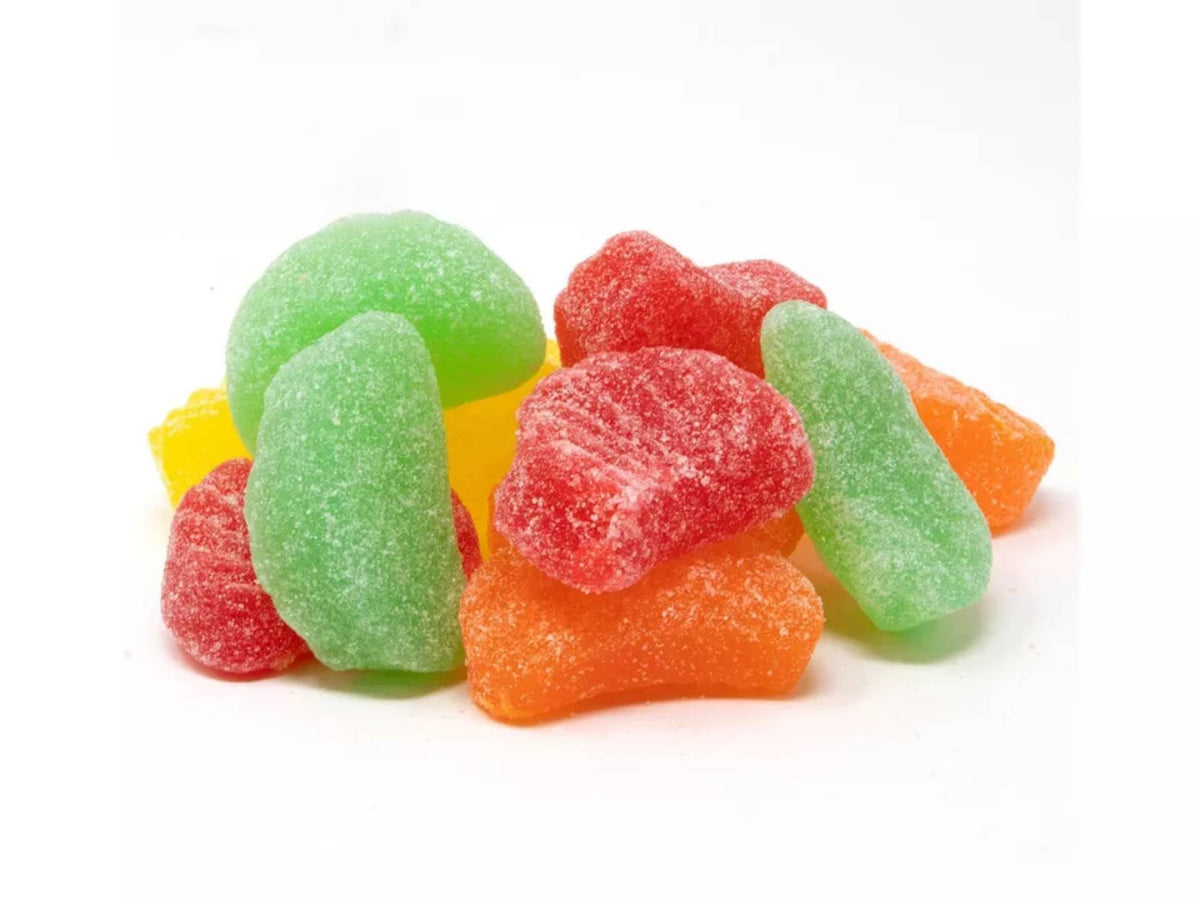 Queen City Candy Cave jelly fruit slices orange, tangy sweetness for gift bags.