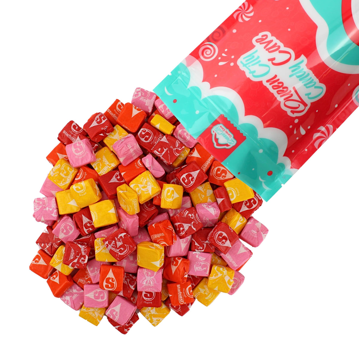 QUEEN CITY CANDY CAVE Original Star Candy red-wrapped, lemon flavors for quick snacking.