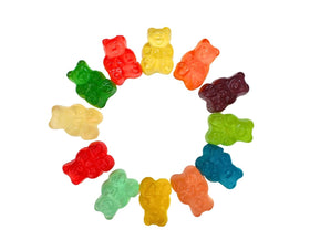 Queen City Candy Cave fruity gummy bears in a reusable serving dish