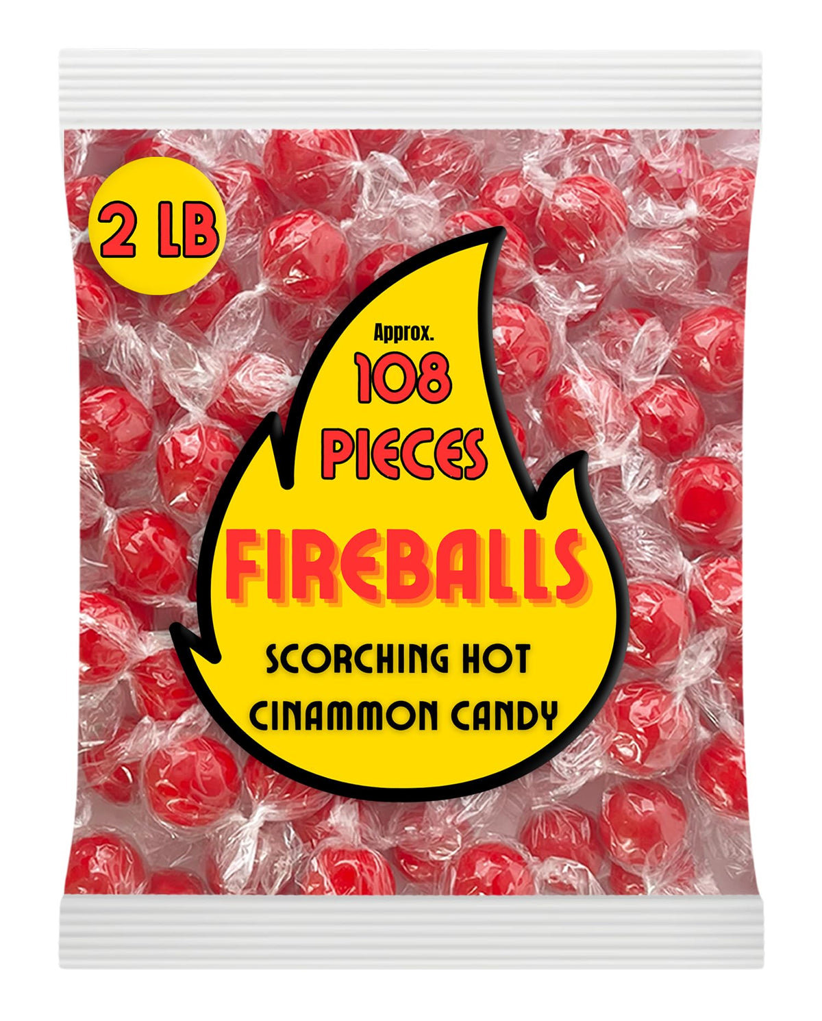 Queen Jax Fireball Candy bulk 2lb bag, ideal for sharing at parties.