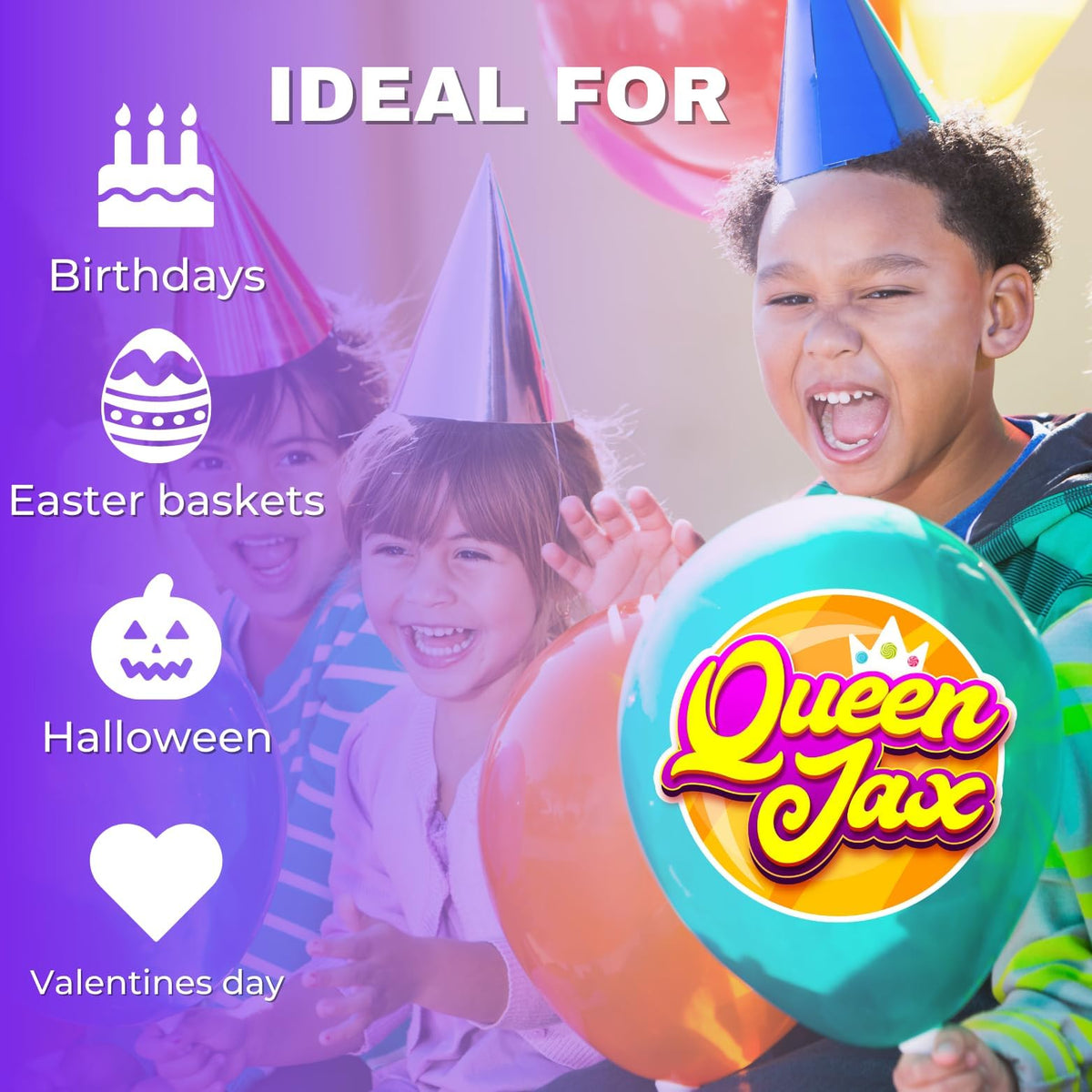 QUEEN JAX Fruit Chews snack-pack ready for parties and gifting.