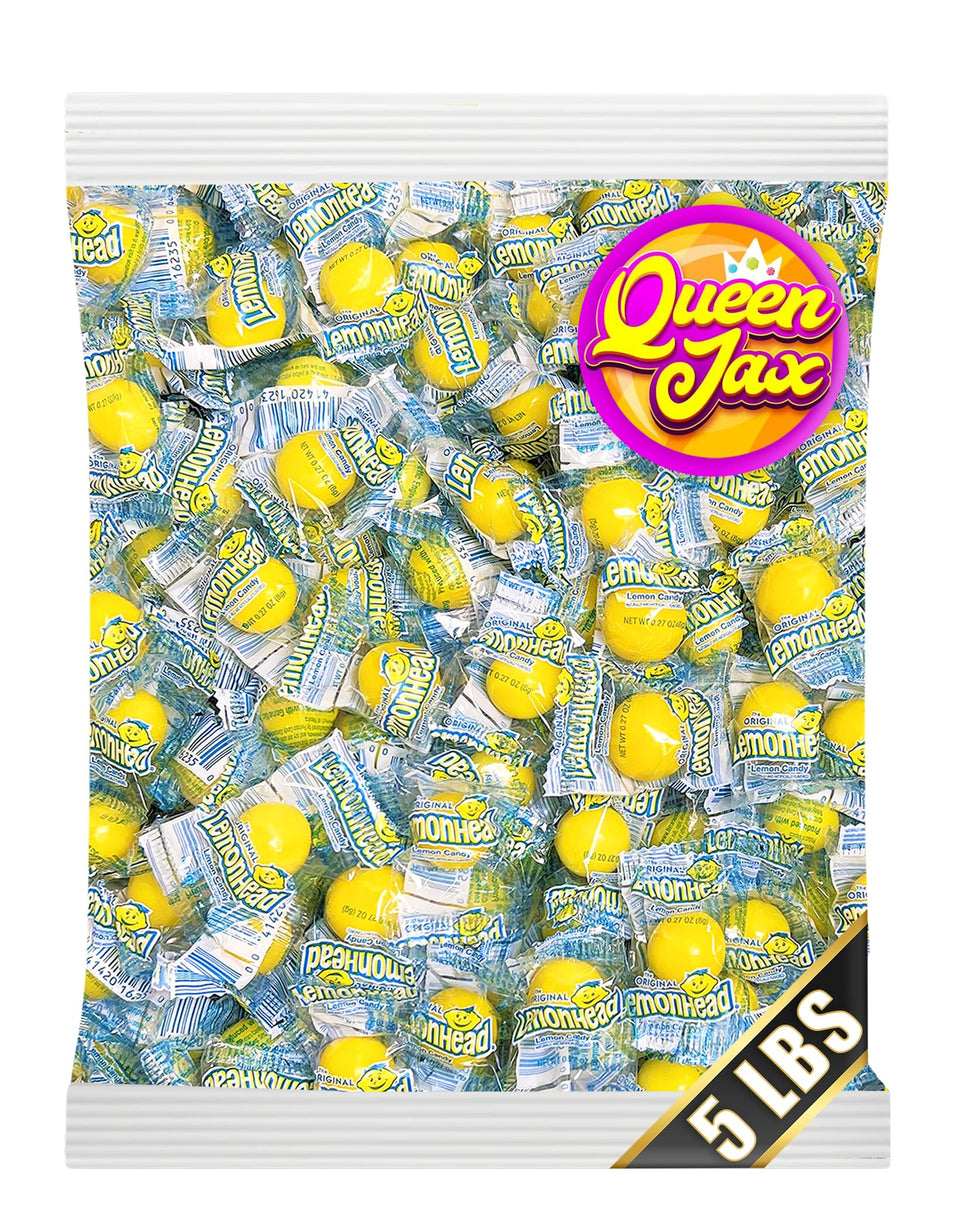 QUEEN JAX Lemonheads bulk 5 lb box for sharing and snacking.