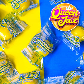 QUEEN JAX Lemonheads hard candy core visible with bright lemon zest.