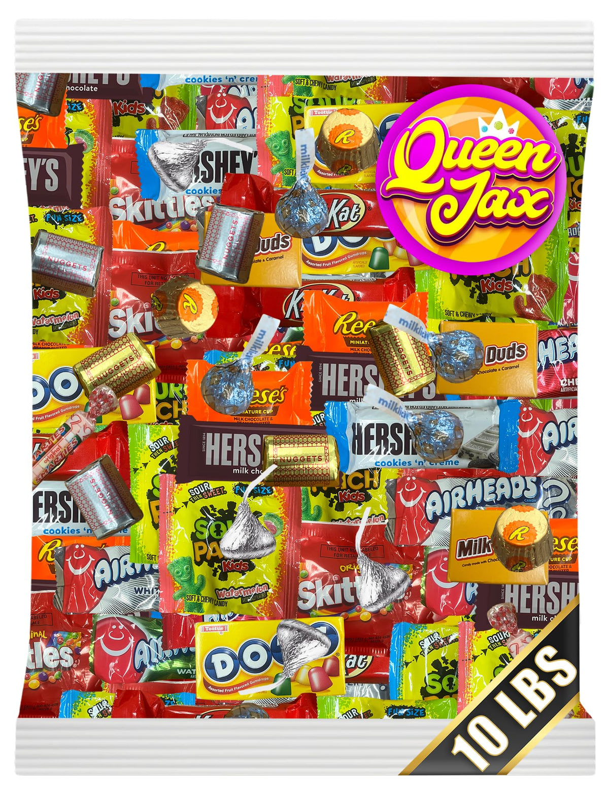 QUEEN JAX chocolate variety pack in a 10 lb bulk bag for gatherings.