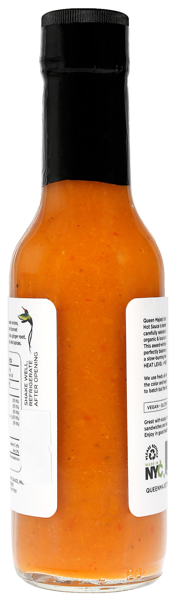 Queen Majesty hot sauce glass bottle pour, ideal for wings and curries