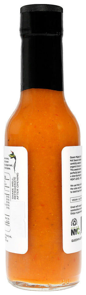 Queen Majesty hot sauce glass bottle pour, ideal for wings and curries